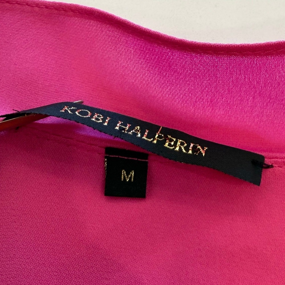 Kobi Halperin Hot Pink Silk Ruffle Blouse Size M Barbiecore Coquette - Picture 5 of 9